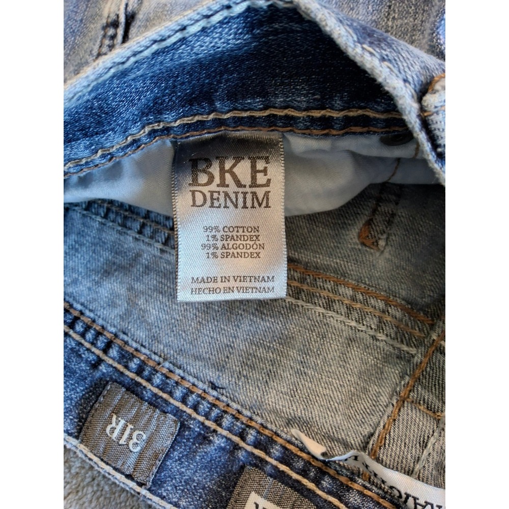 BKE Carter Straight Leg Jeans Mens 31R Medium Wash Stretch Denim Contrast Stitch - Picture 5 of 11